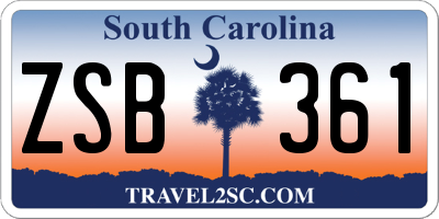 SC license plate ZSB361