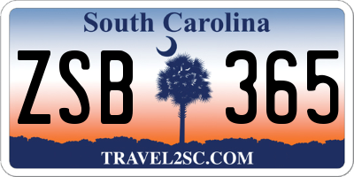 SC license plate ZSB365