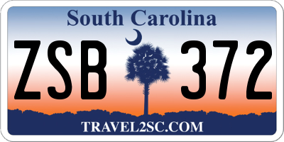 SC license plate ZSB372