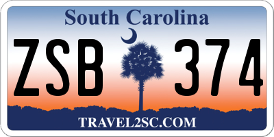 SC license plate ZSB374