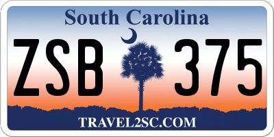 SC license plate ZSB375