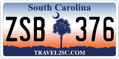 SC license plate ZSB376