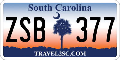SC license plate ZSB377