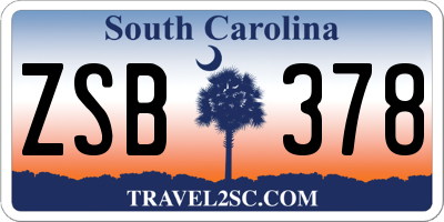 SC license plate ZSB378