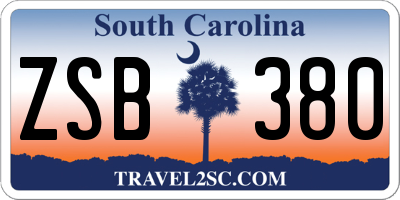 SC license plate ZSB380