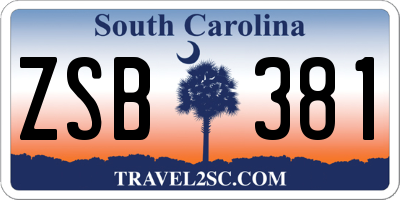 SC license plate ZSB381