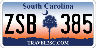 SC license plate ZSB385