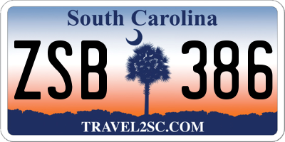SC license plate ZSB386