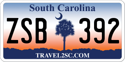 SC license plate ZSB392