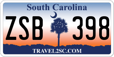SC license plate ZSB398