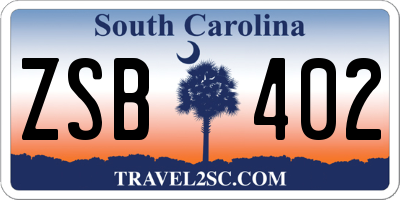 SC license plate ZSB402