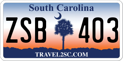 SC license plate ZSB403