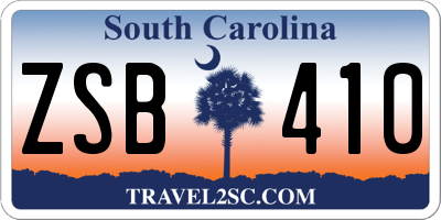 SC license plate ZSB410