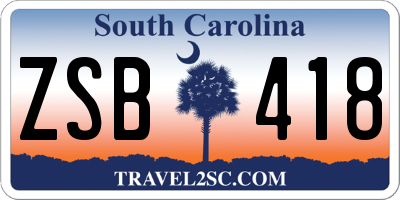 SC license plate ZSB418