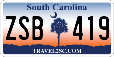 SC license plate ZSB419