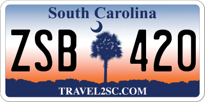 SC license plate ZSB420