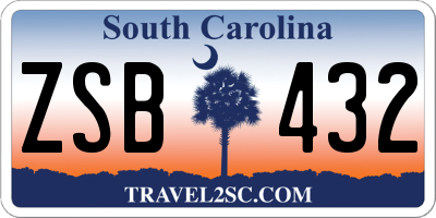 SC license plate ZSB432