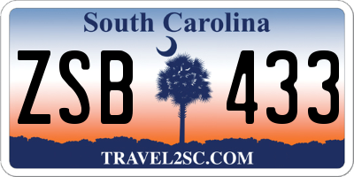 SC license plate ZSB433