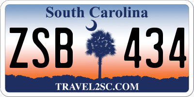 SC license plate ZSB434