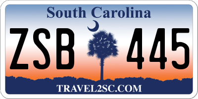 SC license plate ZSB445