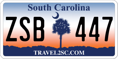 SC license plate ZSB447