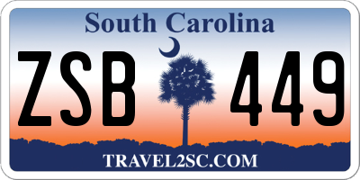 SC license plate ZSB449