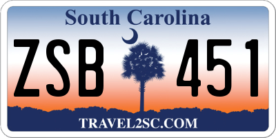 SC license plate ZSB451