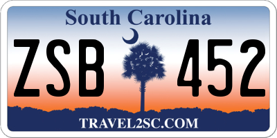 SC license plate ZSB452