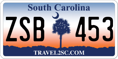 SC license plate ZSB453