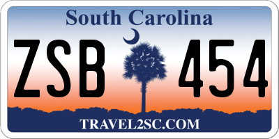 SC license plate ZSB454