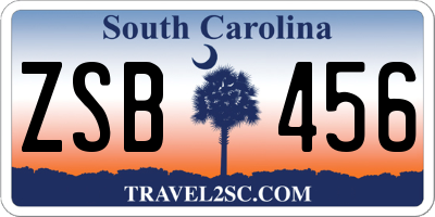 SC license plate ZSB456