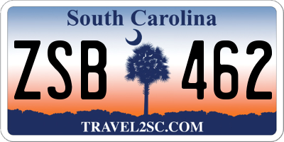 SC license plate ZSB462