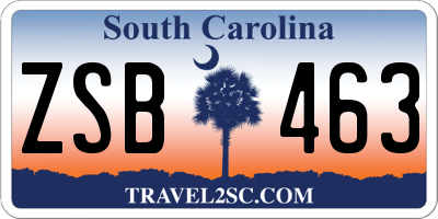 SC license plate ZSB463