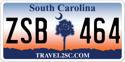 SC license plate ZSB464