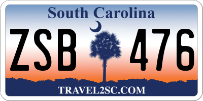 SC license plate ZSB476