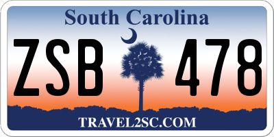 SC license plate ZSB478