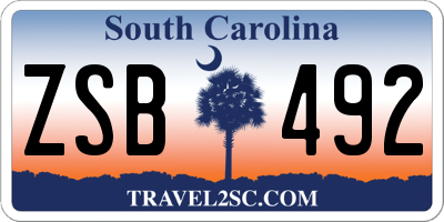SC license plate ZSB492