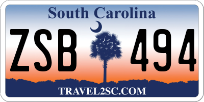 SC license plate ZSB494