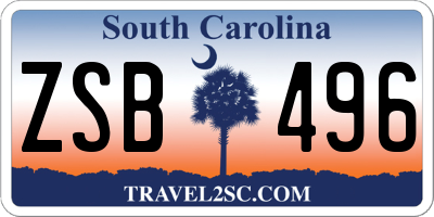SC license plate ZSB496