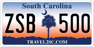 SC license plate ZSB500