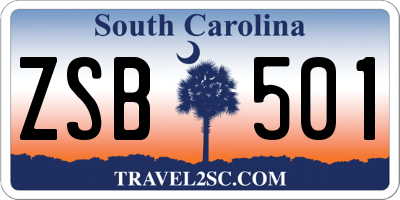 SC license plate ZSB501