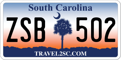 SC license plate ZSB502
