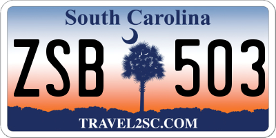 SC license plate ZSB503