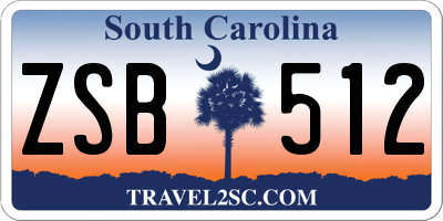 SC license plate ZSB512