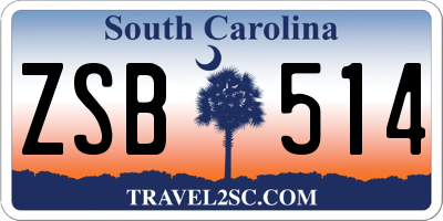 SC license plate ZSB514