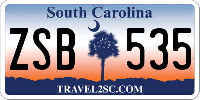SC license plate ZSB535