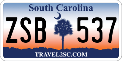 SC license plate ZSB537