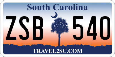 SC license plate ZSB540