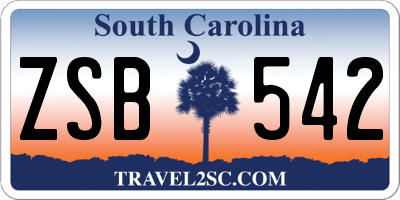 SC license plate ZSB542