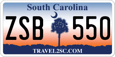 SC license plate ZSB550